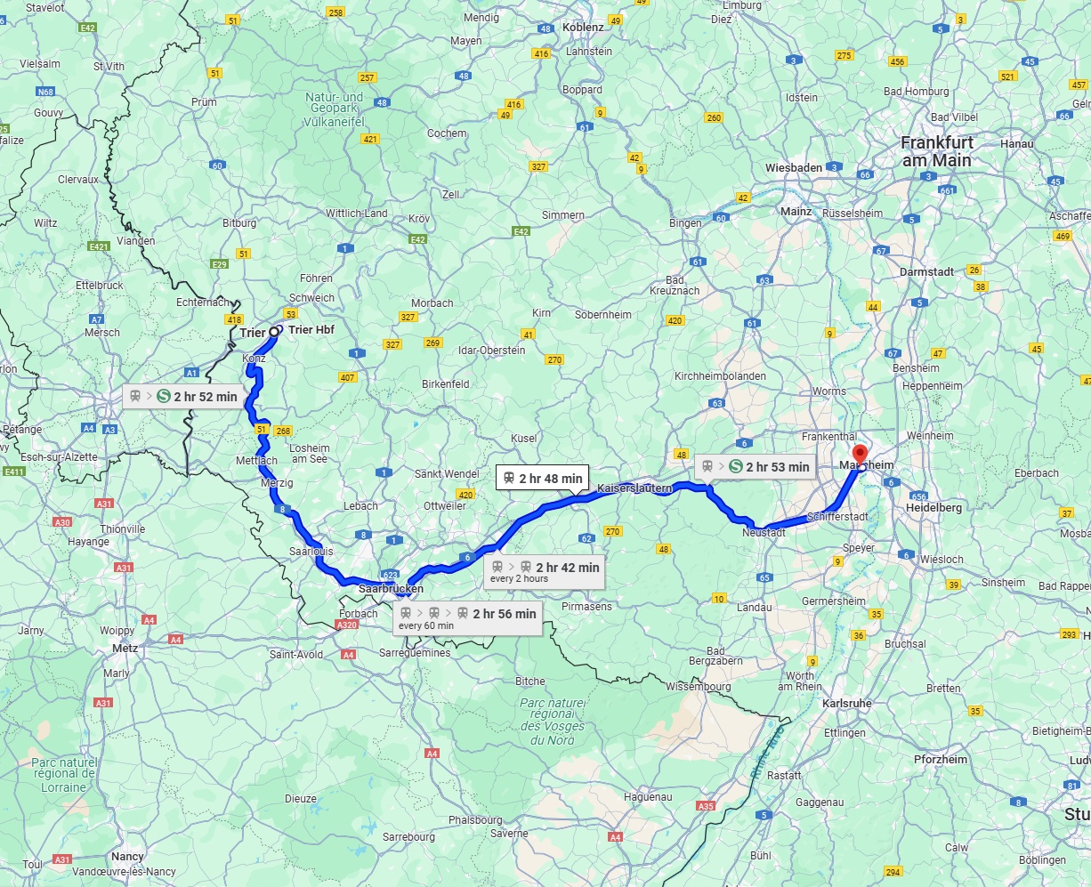 Anreise von Trier Zu Ludwigshafen am Rhein Über 