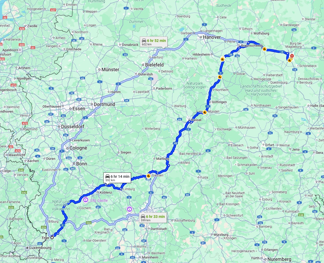 Anreise von Trier Zu Magdeburg Über via A7