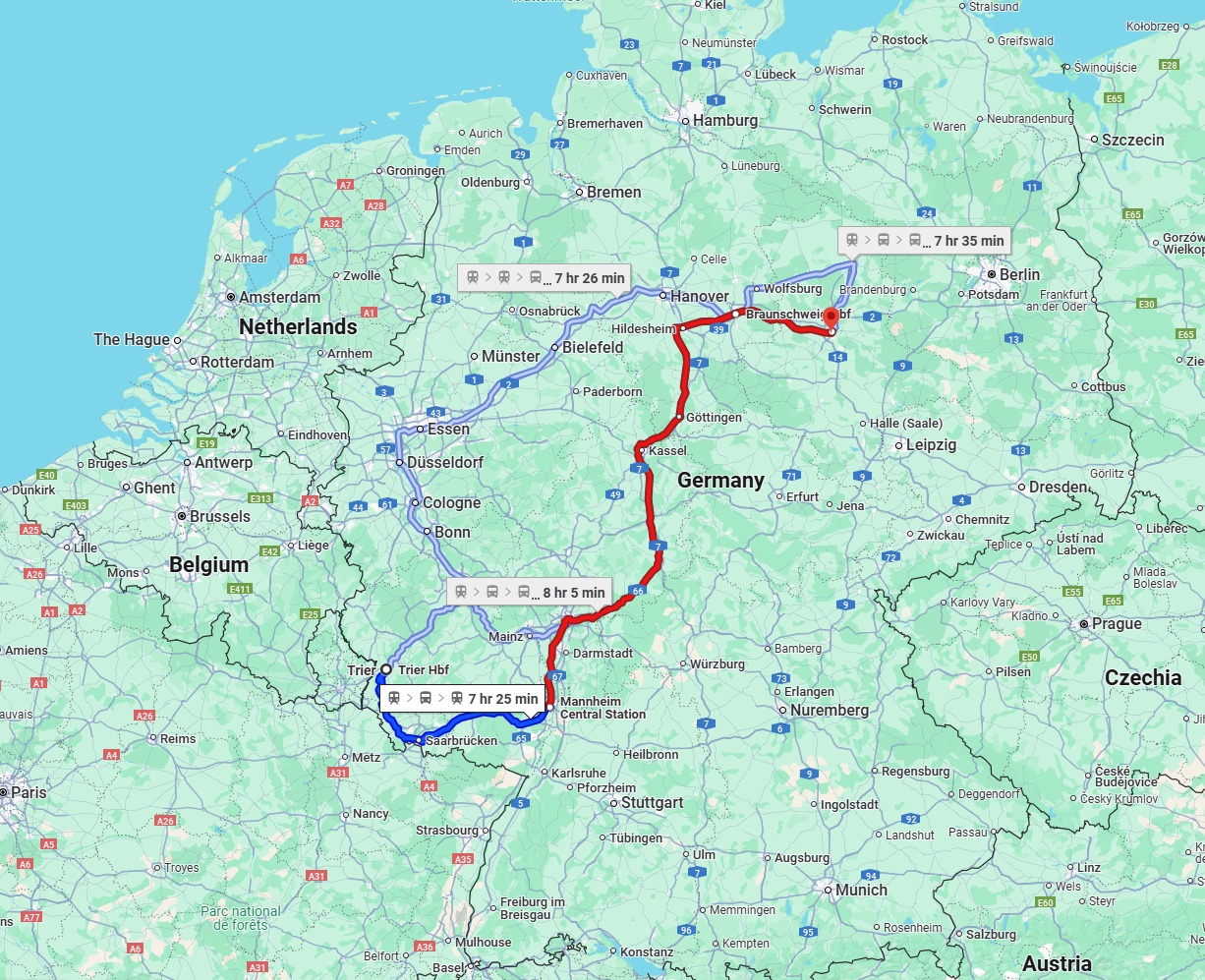 Anreise von Trier Zu Magdeburg Über 