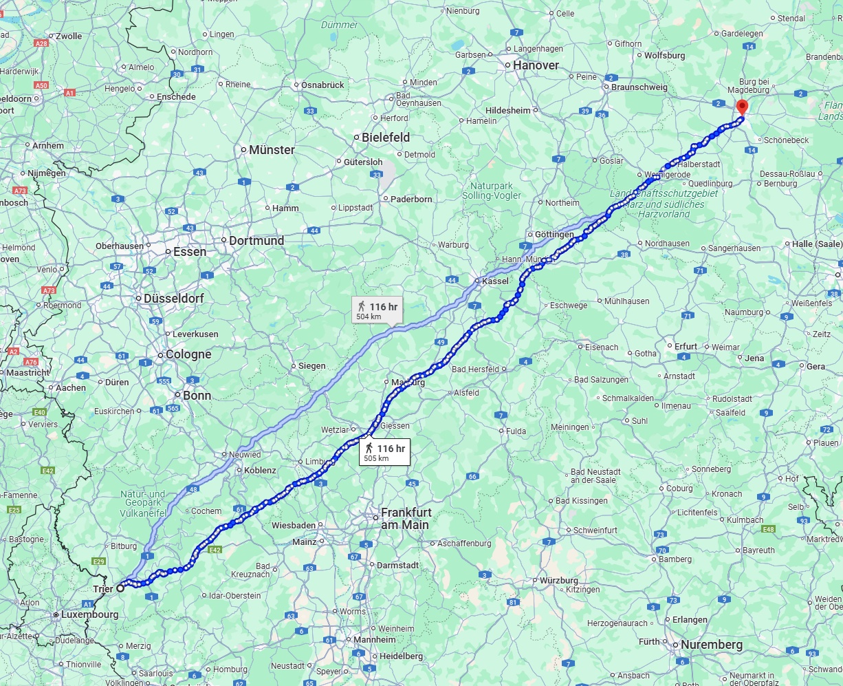Anreise von Trier Zu Magdeburg Über 