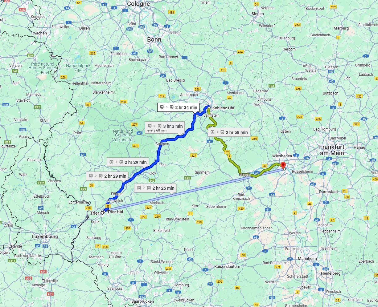 Anreise von Trier Zu Mainz Über 