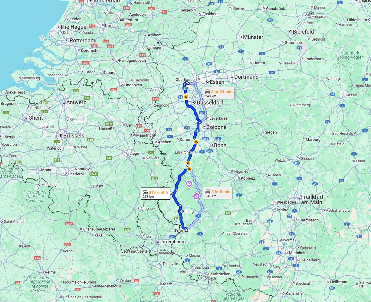 Anreise von Trier Zu Moers Über via B51 and A1