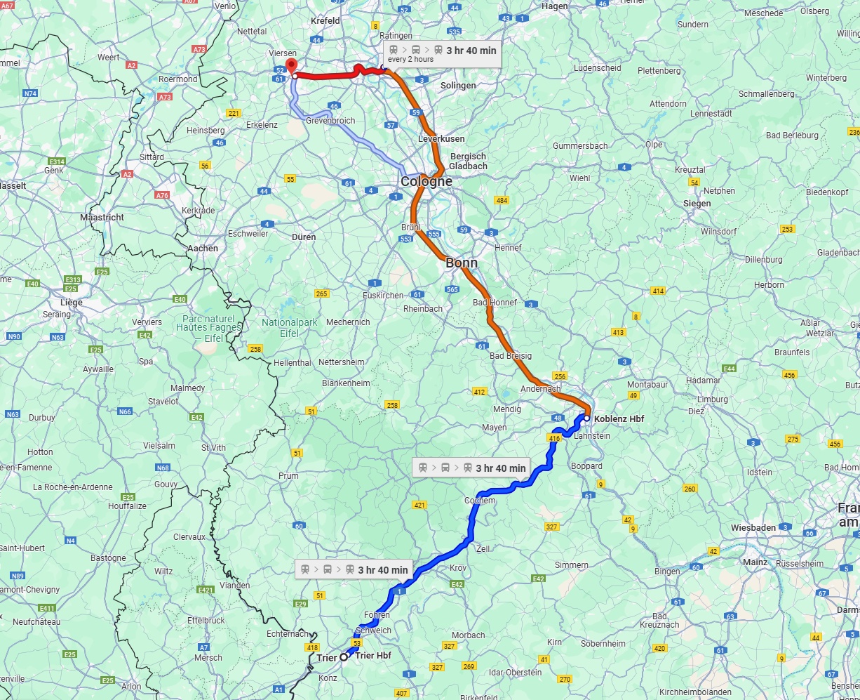 Anreise von Trier Zu Mönchengladbach Über 