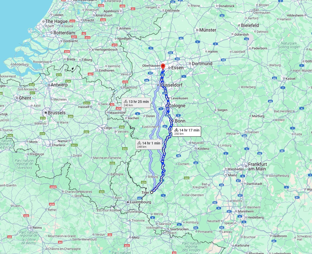 Anreise von Trier Zu Mülheim an der Ruhr Über 