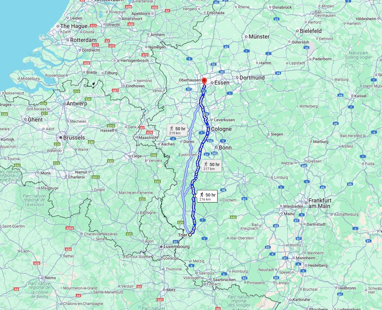 Anreise von Trier Zu Mülheim an der Ruhr Über 