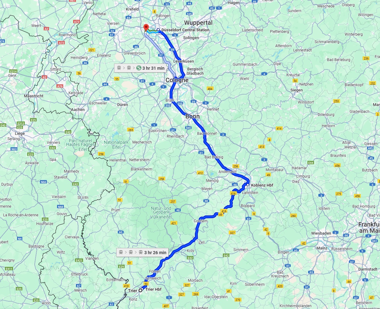 Anreise von Trier Zu Neuss Über 