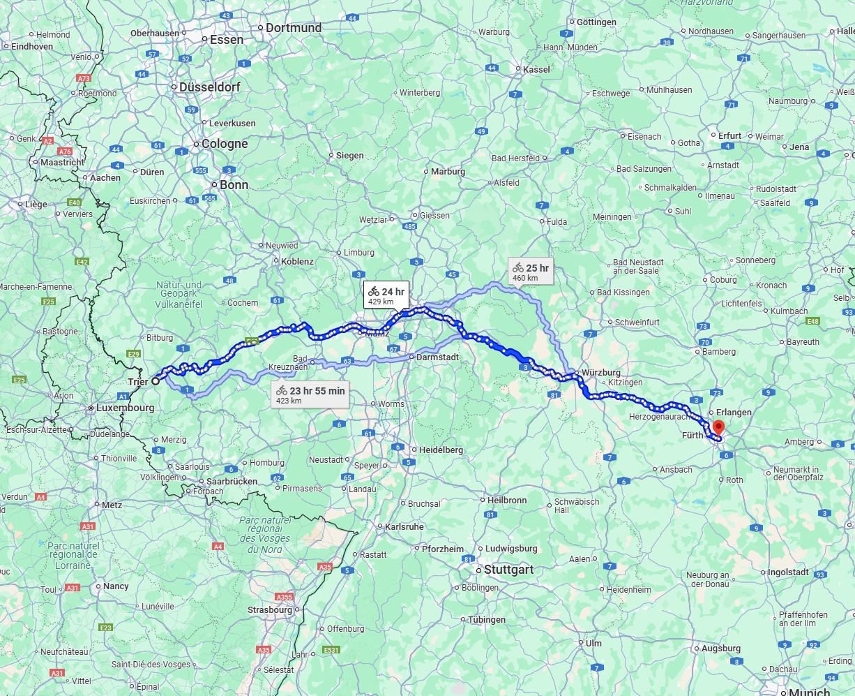 Anreise von Trier Zu Nürnberg Über 