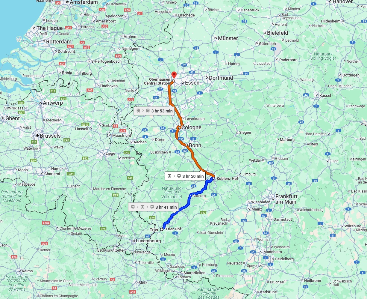 Anreise von Trier Zu Oberhausen Über 