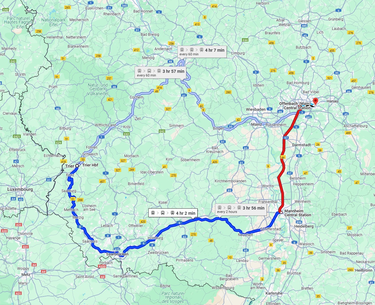 Anreise von Trier Zu Offenbach am Main Über 