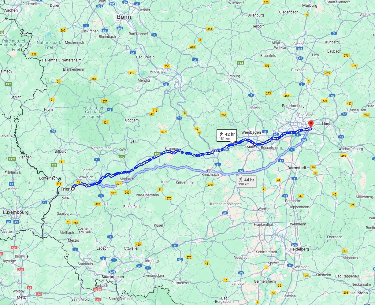 Anreise von Trier Zu Offenbach am Main Über 