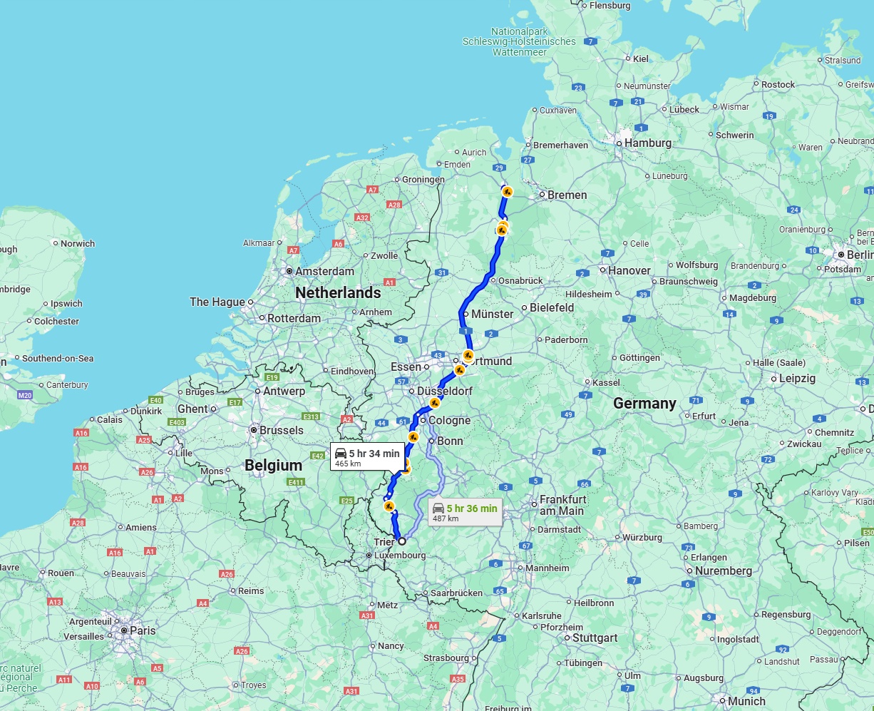 Anreise von Trier Zu Oldenburg Über via A1
