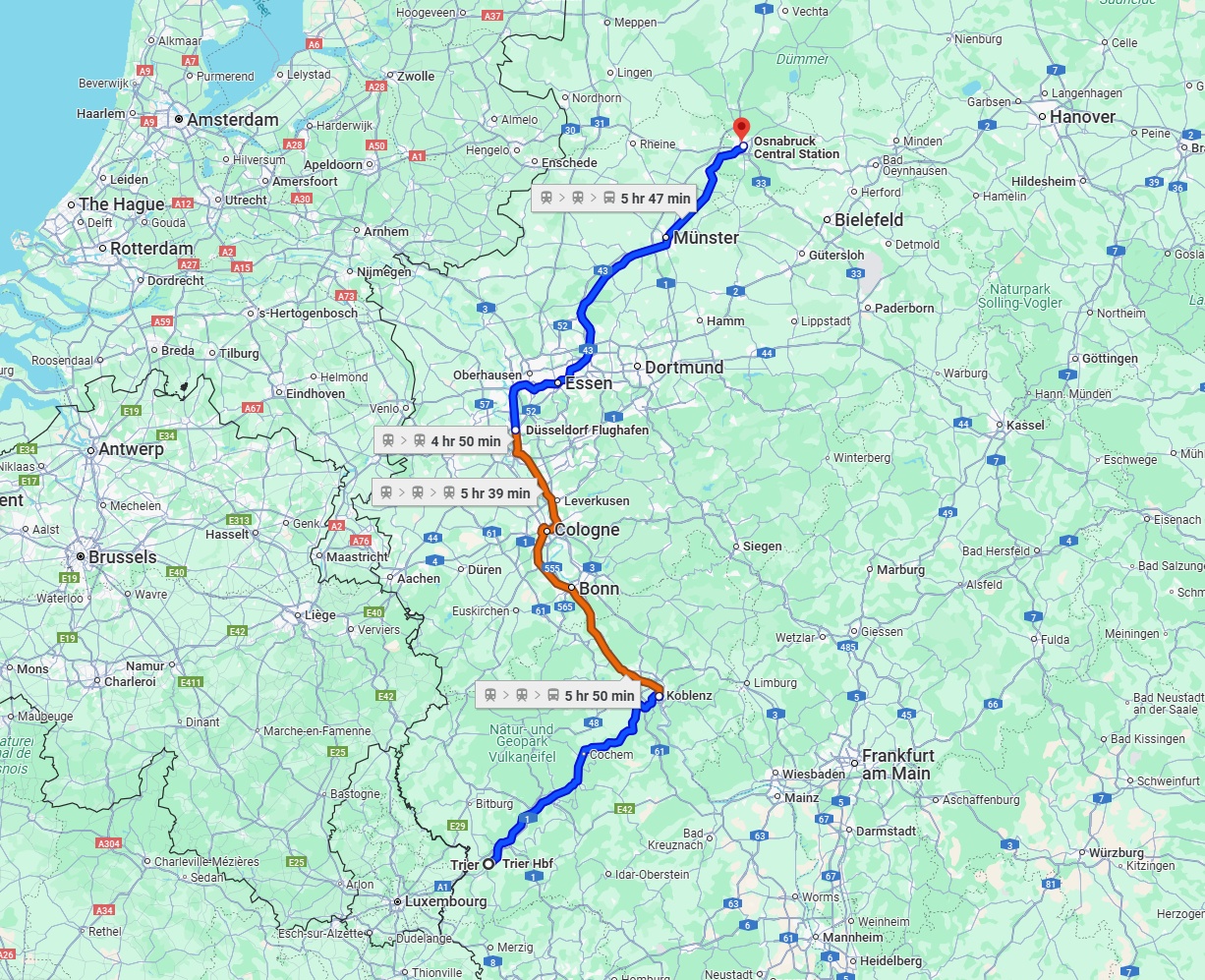 Anreise von Trier Zu Osnabrück Über 