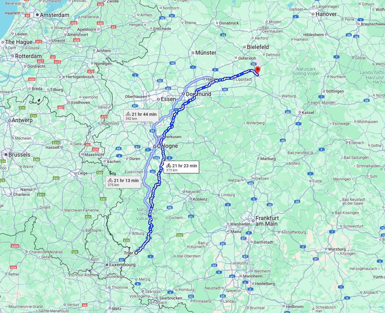 Anreise von Trier Zu Paderborn Über 