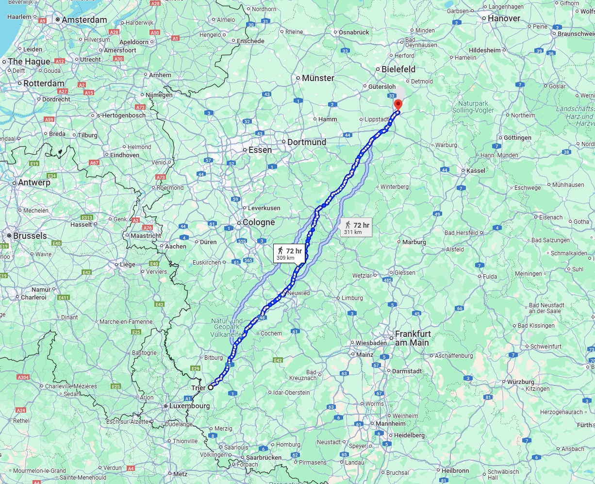 Anreise von Trier Zu Paderborn Über 