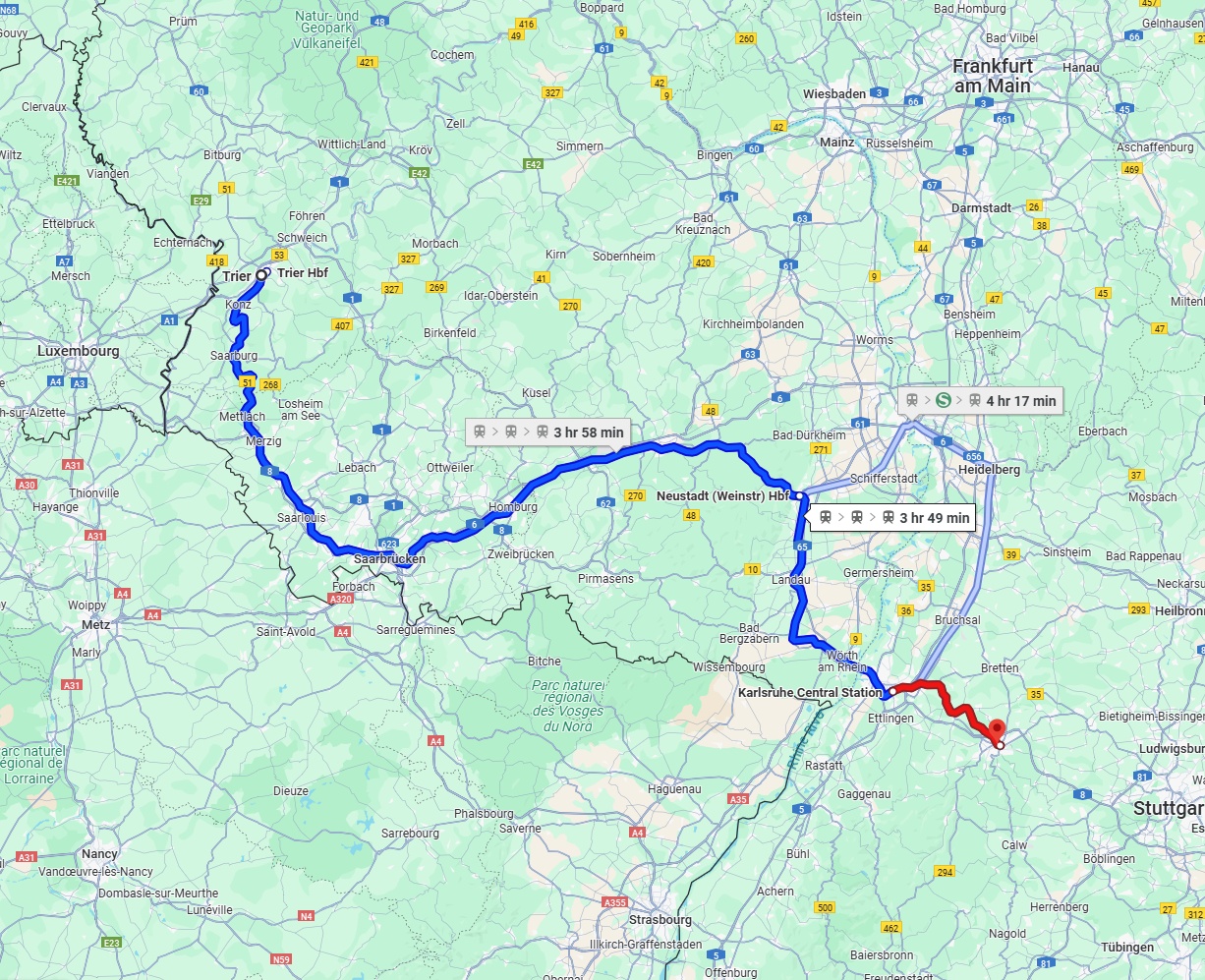 Anreise von Trier Zu Pforzheim Über 