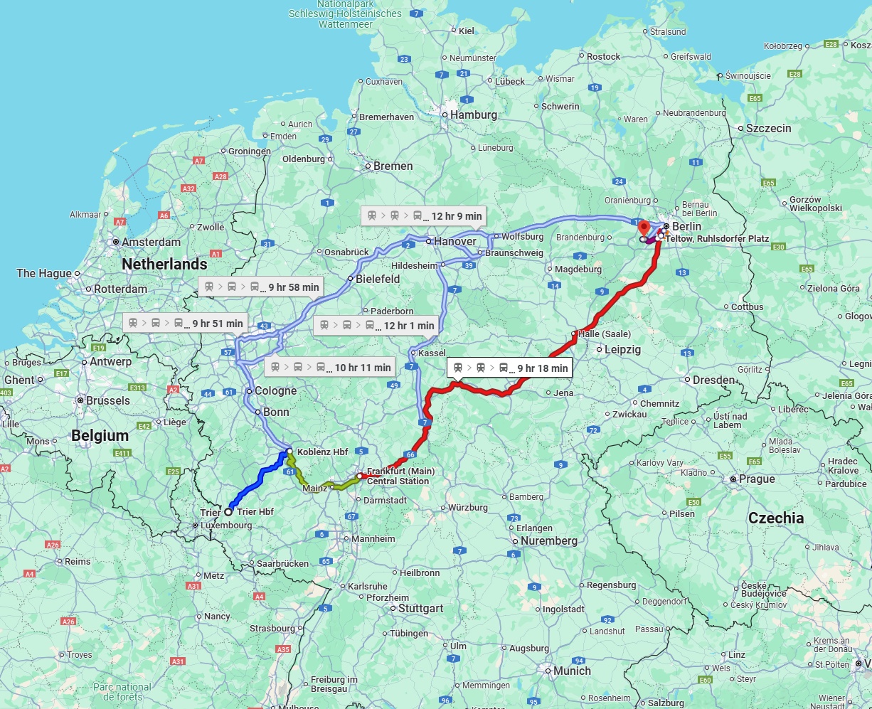 Anreise von Trier Zu Potsdam Über 