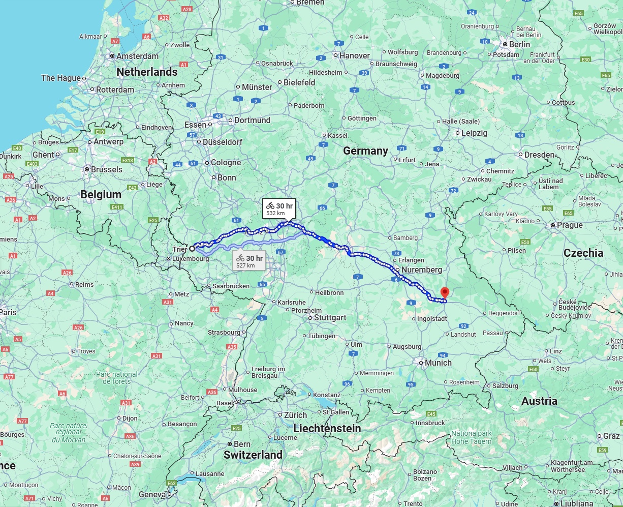 Anreise von Trier Zu Regensburg Über 
