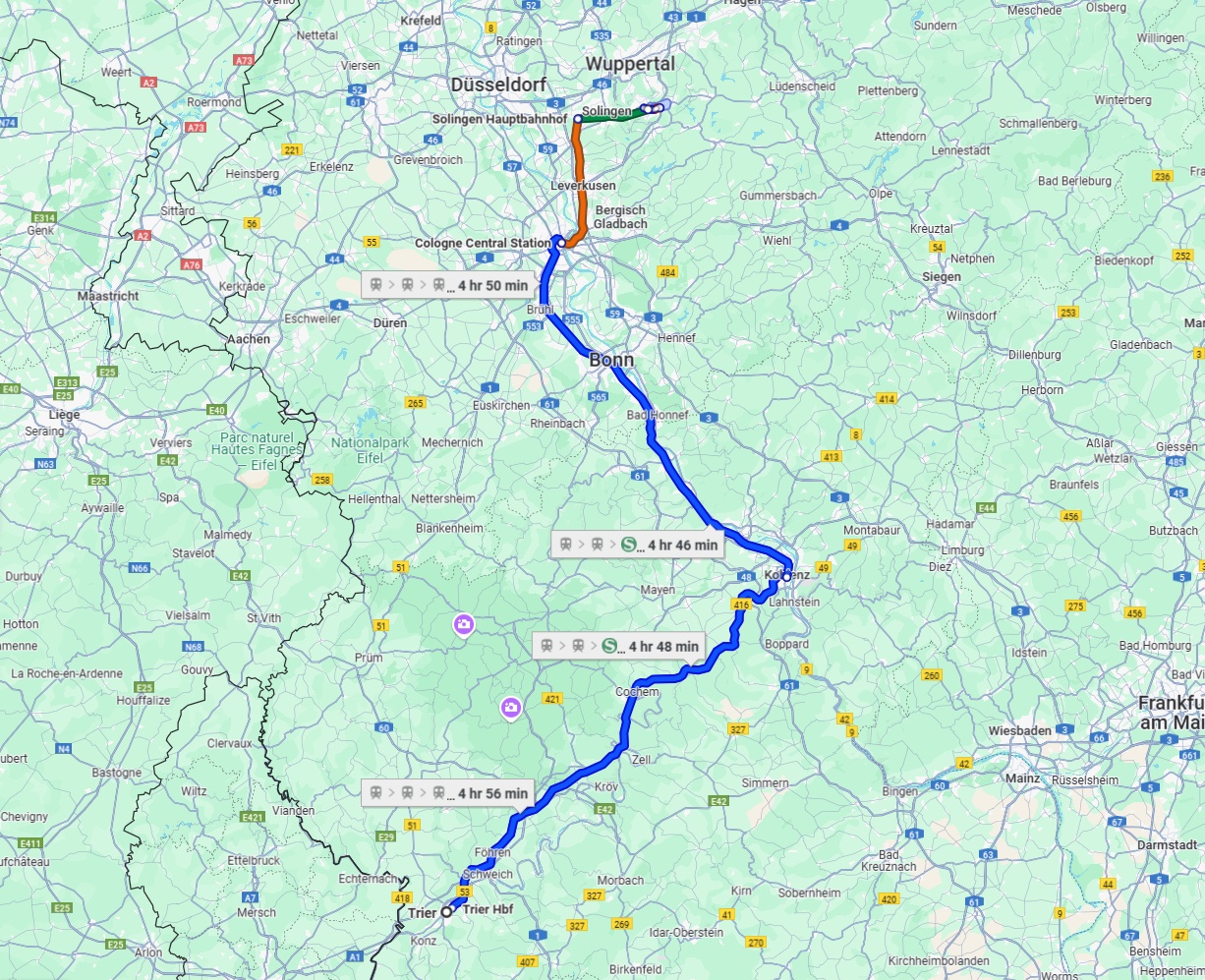 Anreise von Trier Zu Remscheid Über 