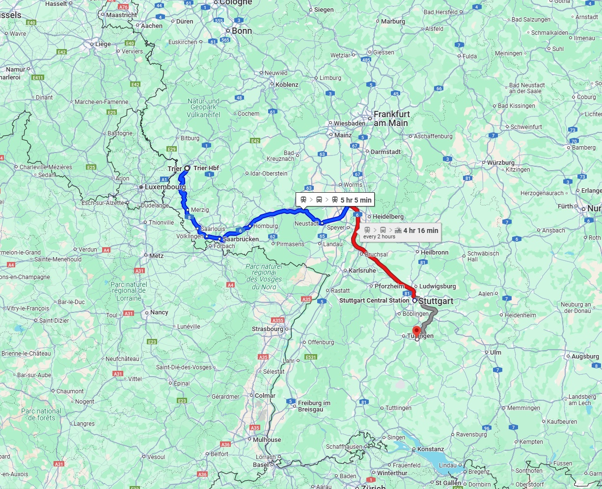 Anreise von Trier Zu Reutlingen Über 