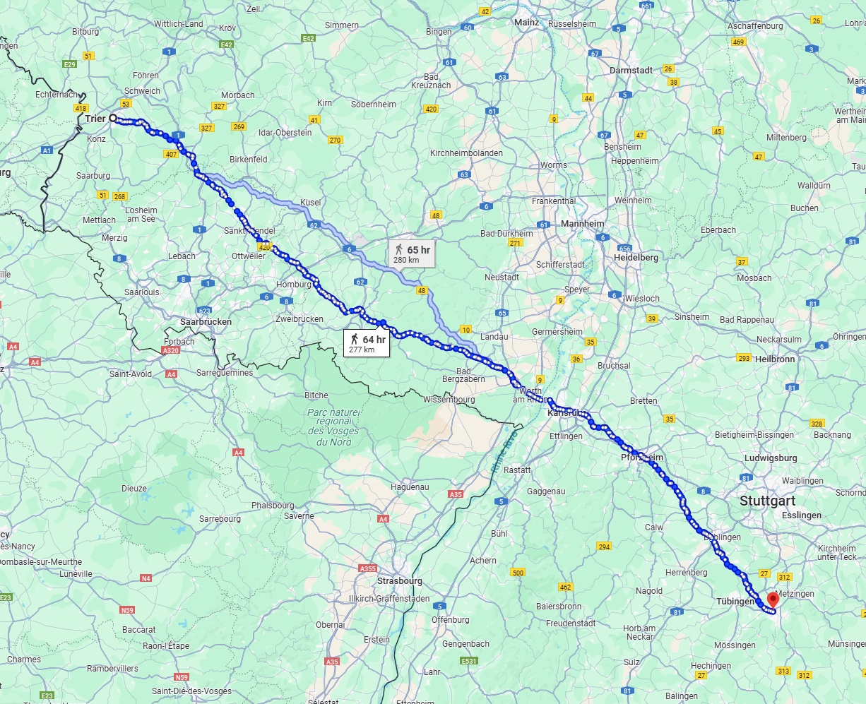 Anreise von Trier Zu Reutlingen Über 
