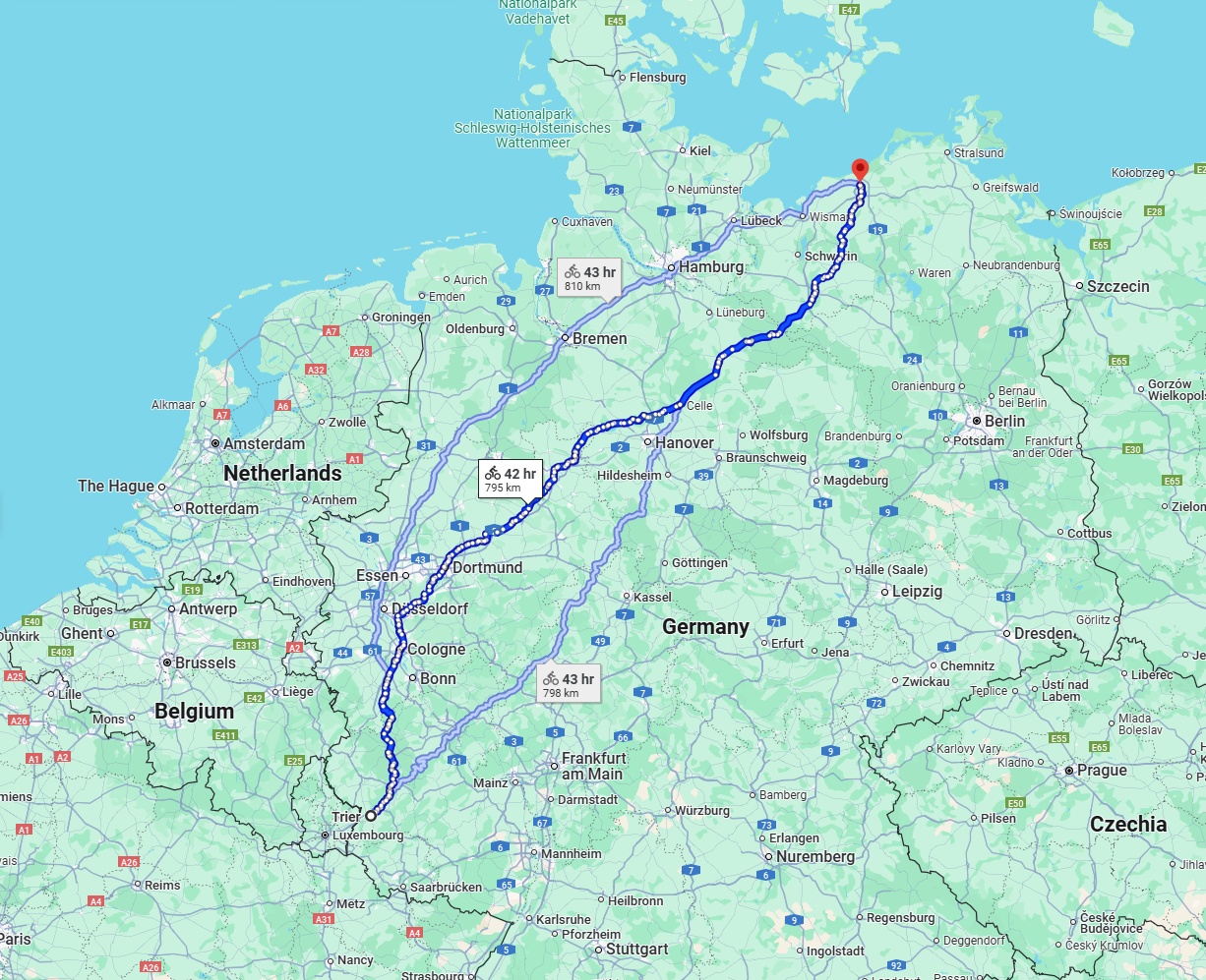 Anreise von Trier Zu Rostock Über 
