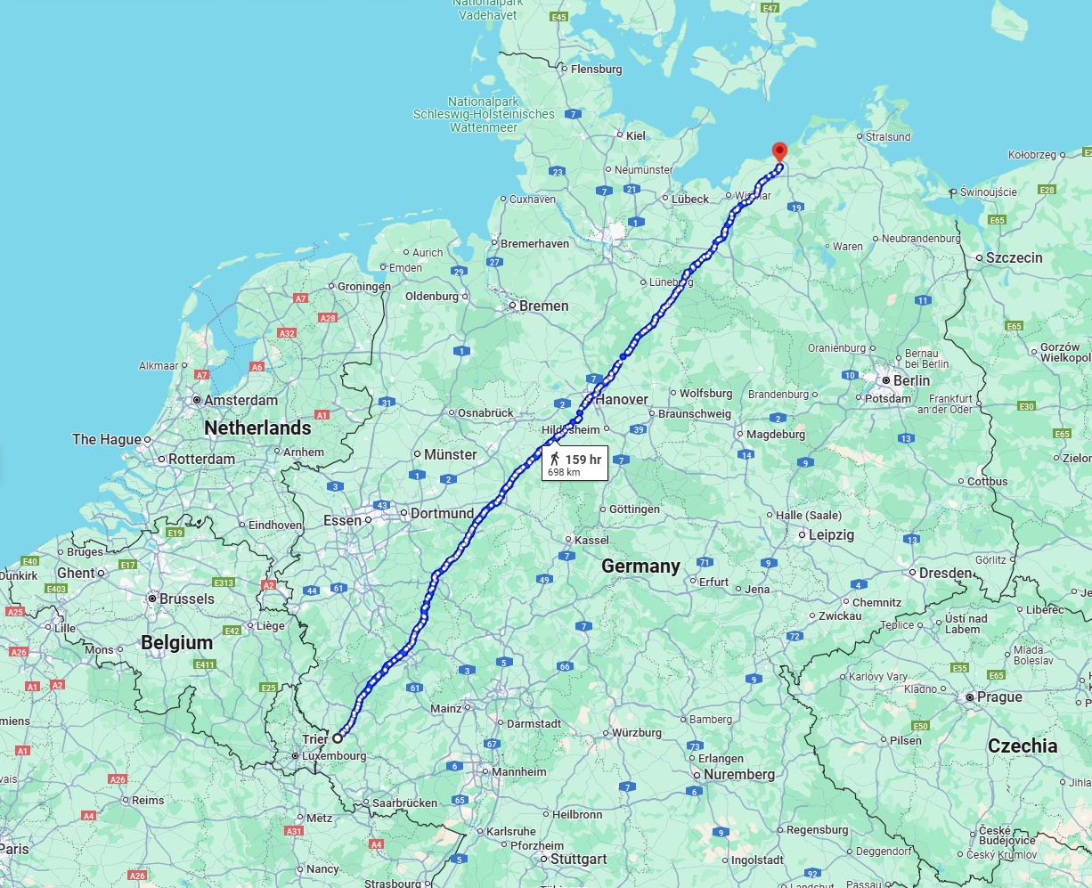 Anreise von Trier Zu Rostock Über 