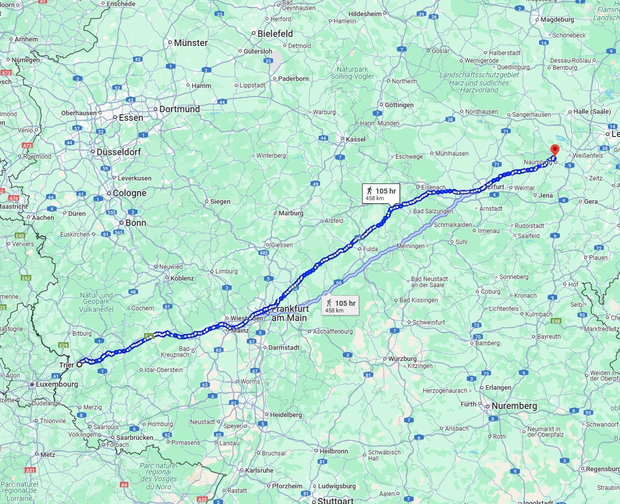 Anreise von Trier Zu Saale Über 