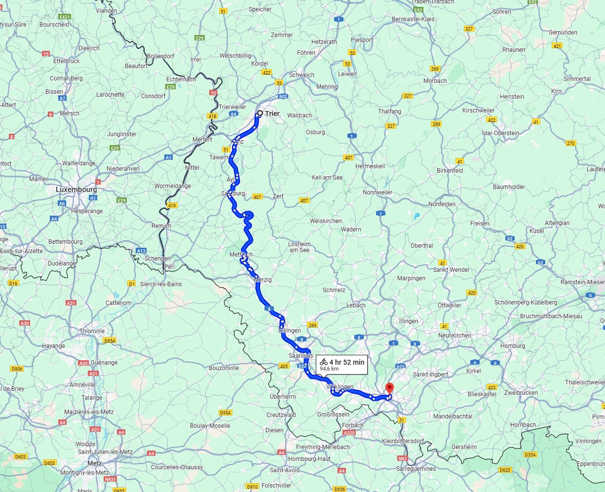 Anreise von Trier Zu Saarbrücken Über 
