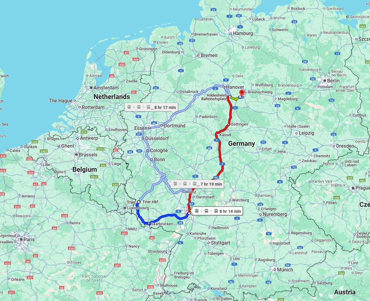 Anreise von Trier Zu Salzgitter Über 