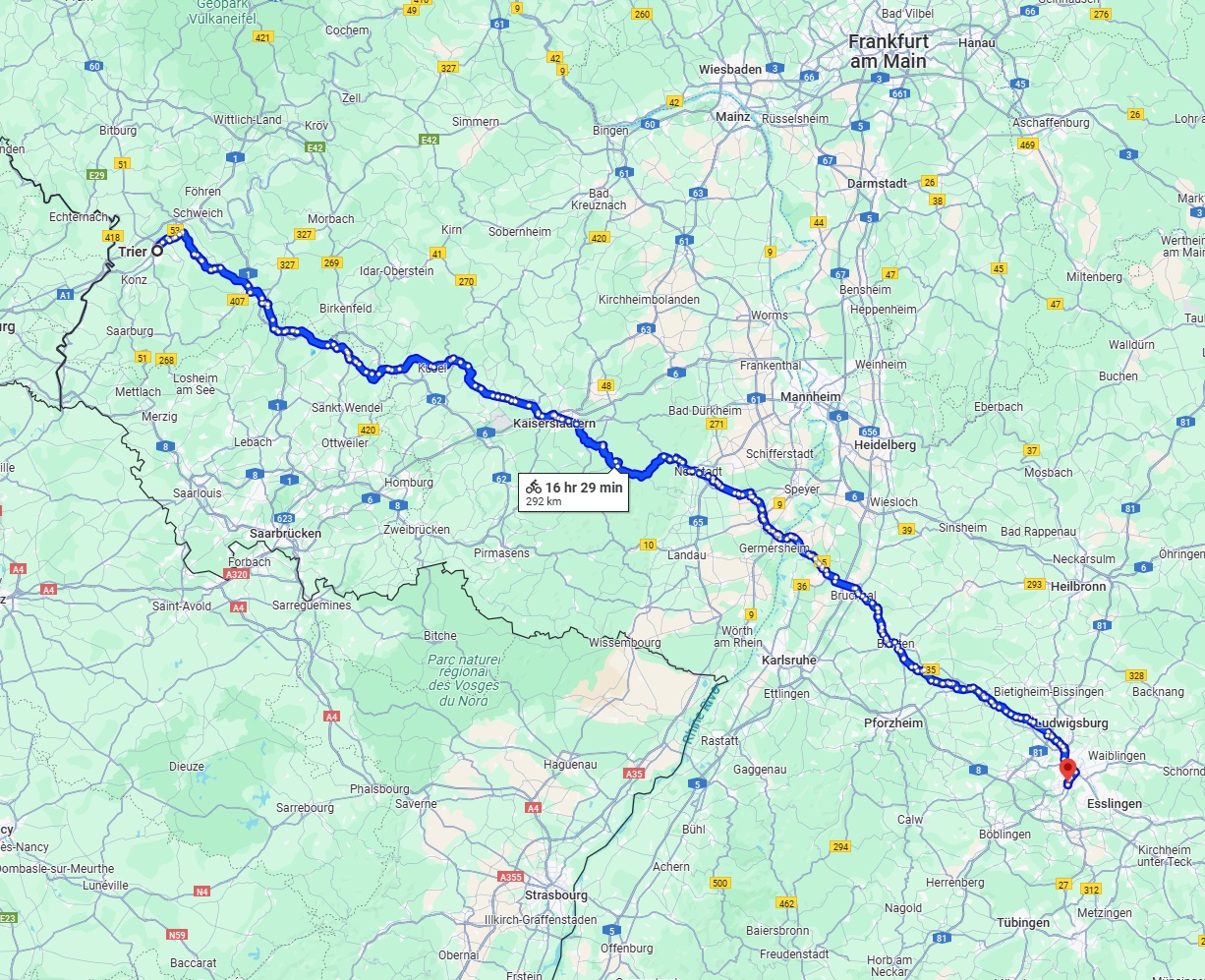 Anreise von Trier Zu Stuttgart Über 