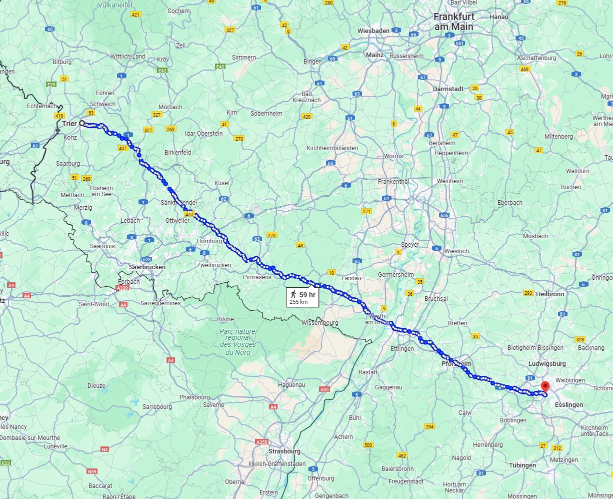 Anreise von Trier Zu Stuttgart Über 