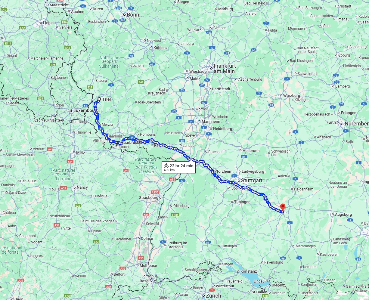 Anreise von Trier Zu Ulm Über 