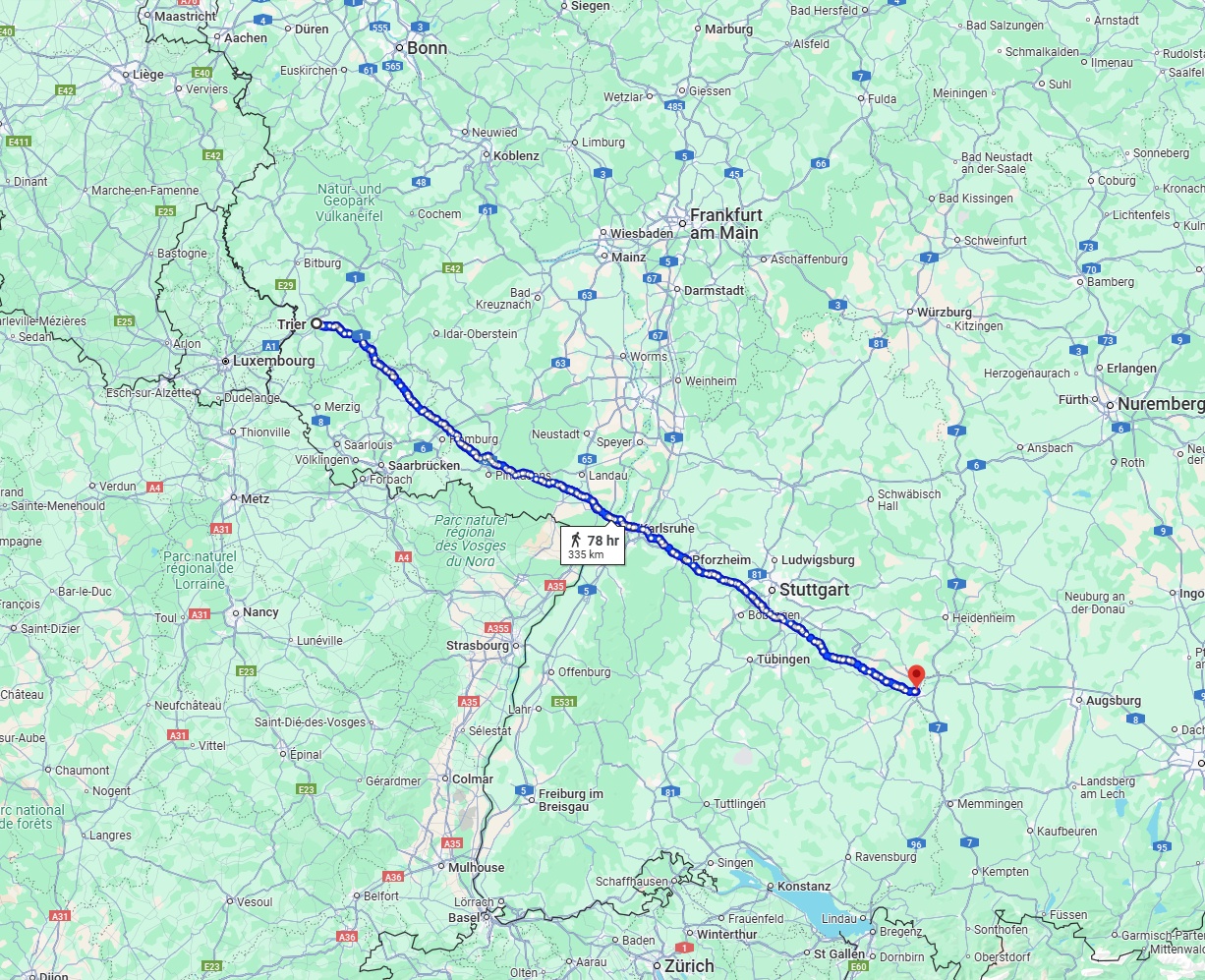 Anreise von Trier Zu Ulm Über 