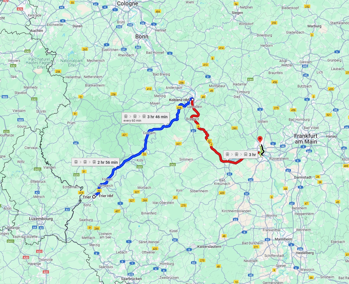 Anreise von Trier Zu Wiesbaden Über 