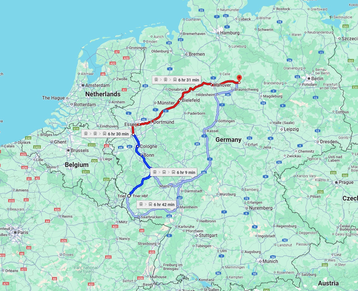 Anreise von Trier Zu Wolfsburg Über 