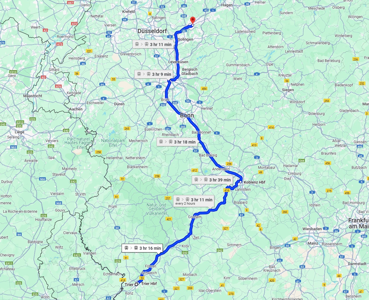 Anreise von Trier Zu Wuppertal Über 