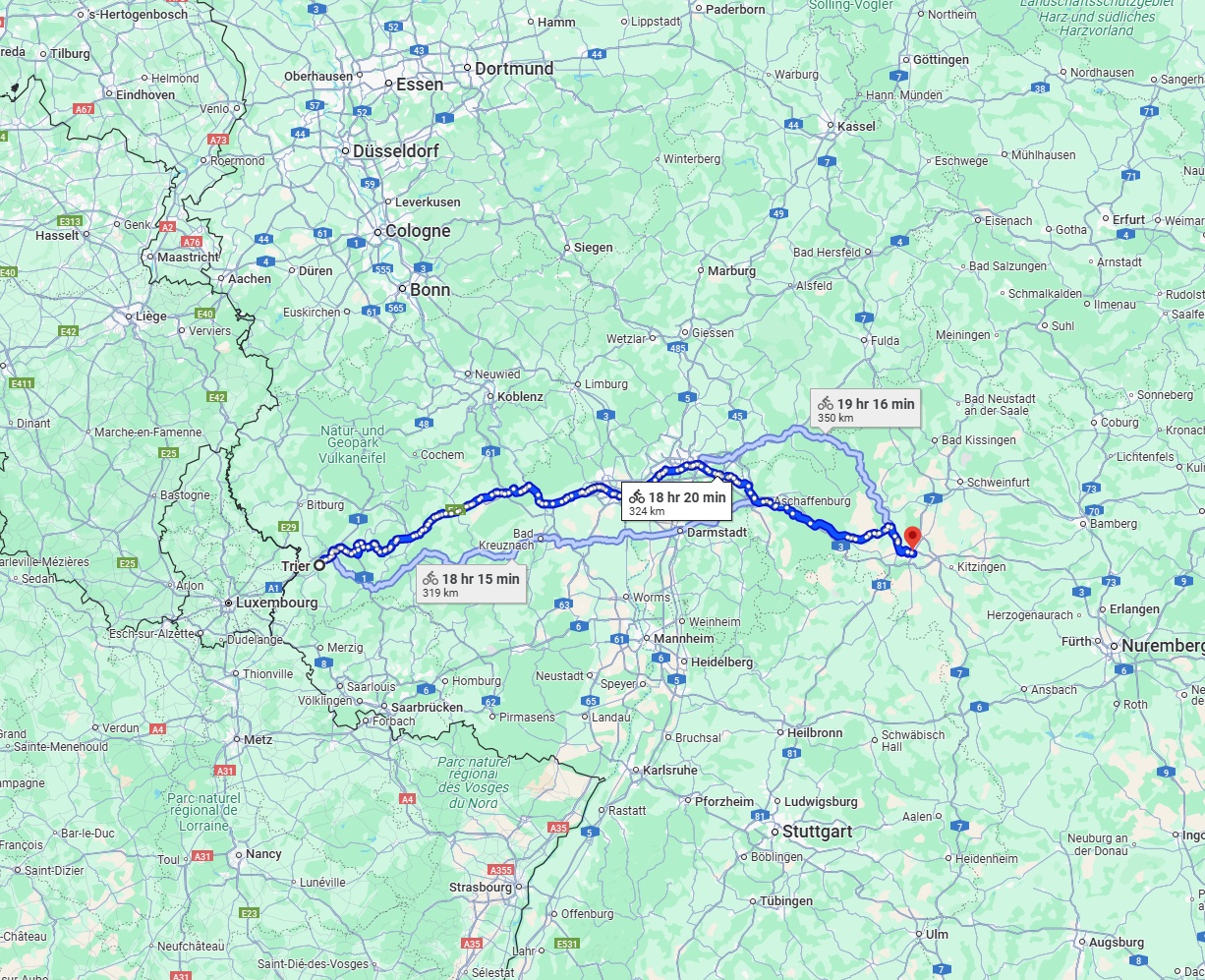 Anreise von Trier Zu Würzburg Über 