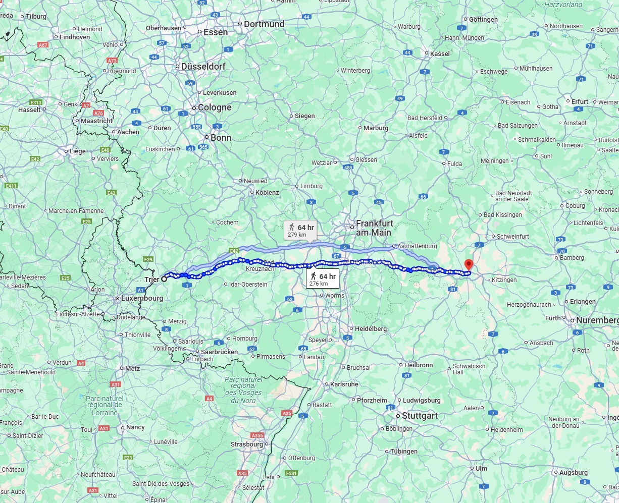 Anreise von Trier Zu Würzburg Über 