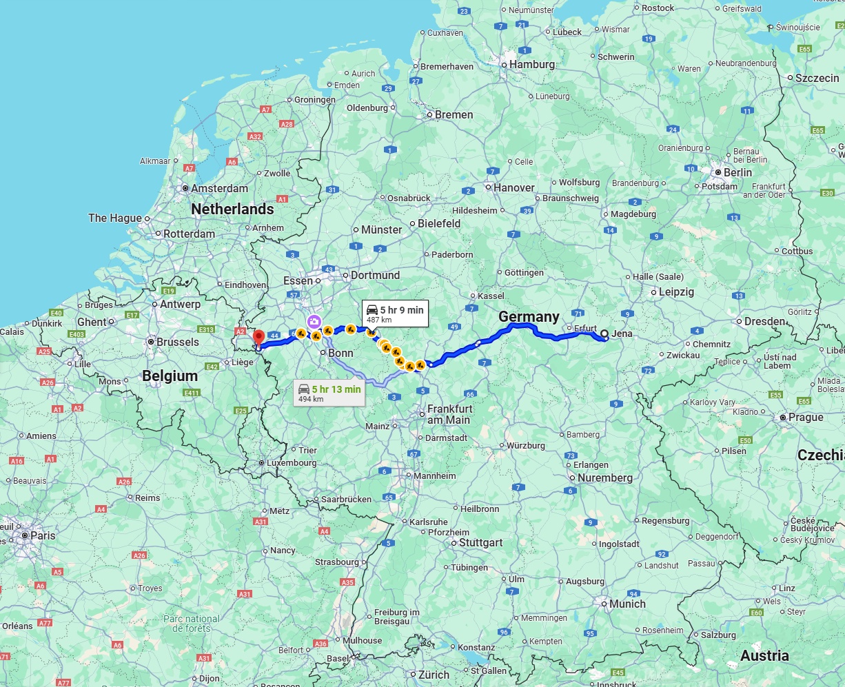 Anreise von Jena Zu Aachen Über via A4