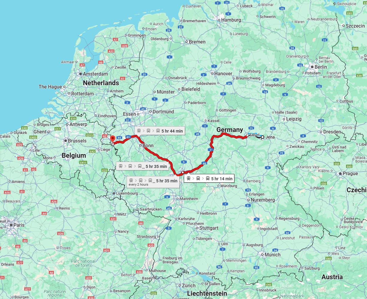Anreise von Jena Zu Aachen Über 
