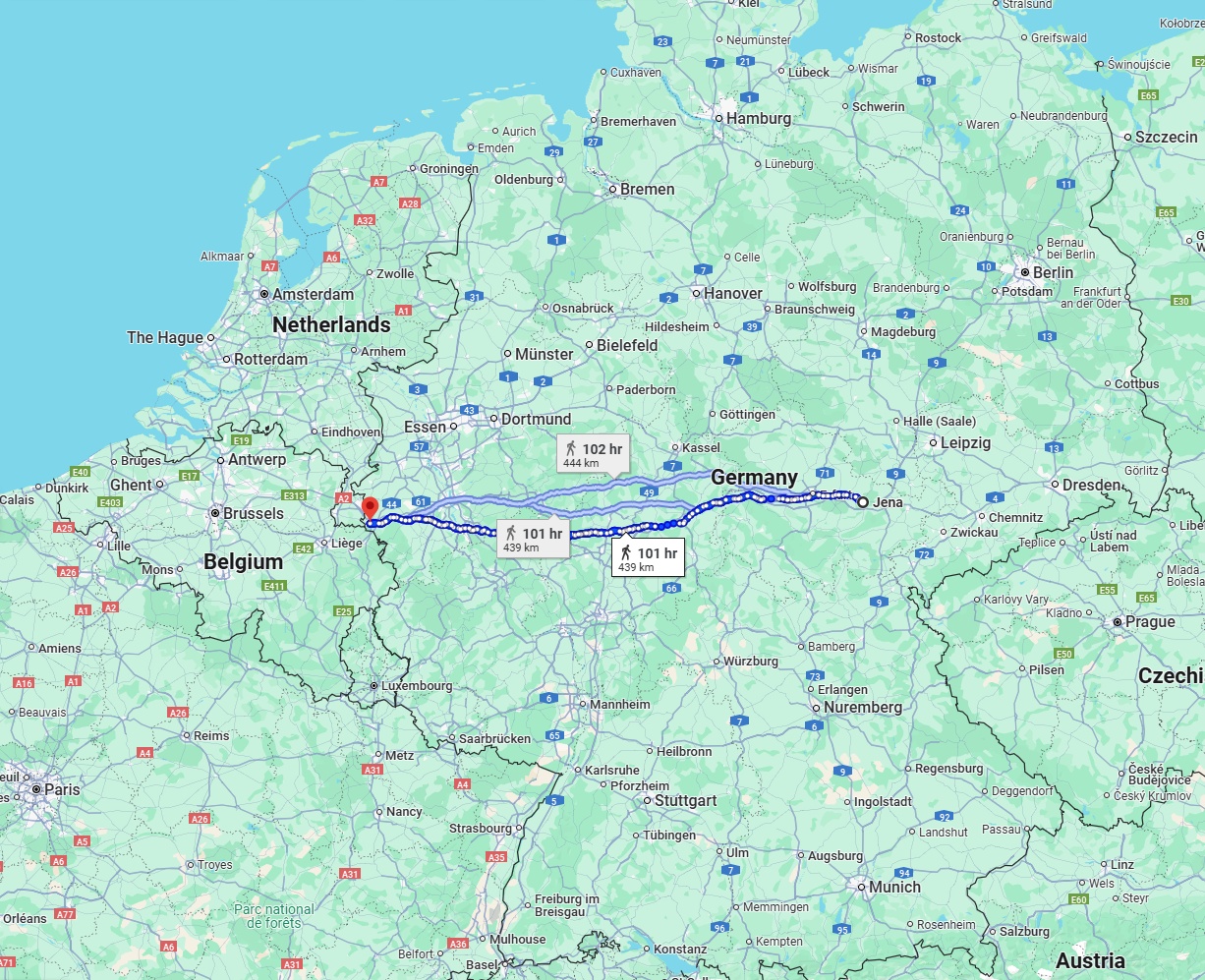 Anreise von Jena Zu Aachen Über 