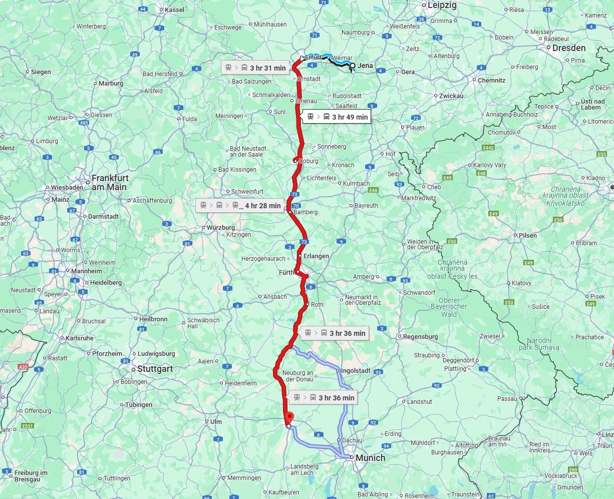 Anreise von Jena Zu Augsburg Über 