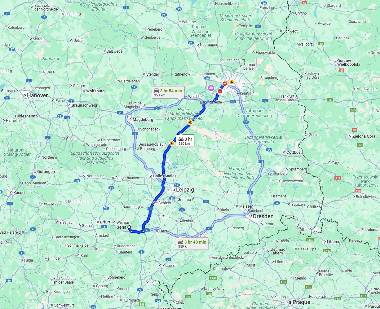 Anreise von Jena Zu Berlin Über via A9