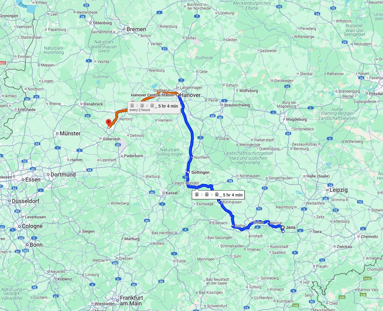 Anreise von Jena Zu Bielefeld Über 