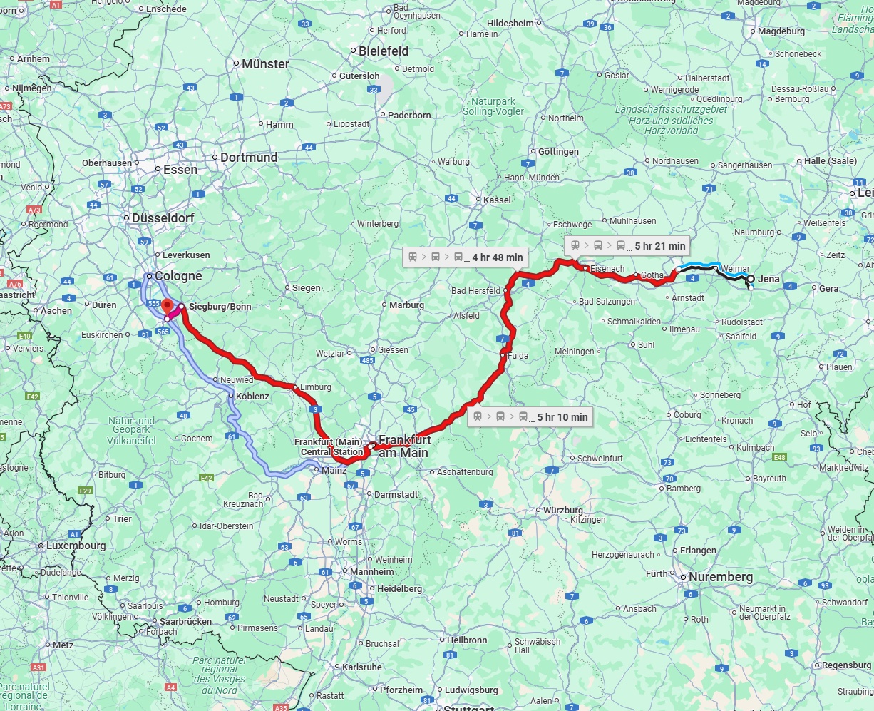 Anreise von Jena Zu Bonn Über 
