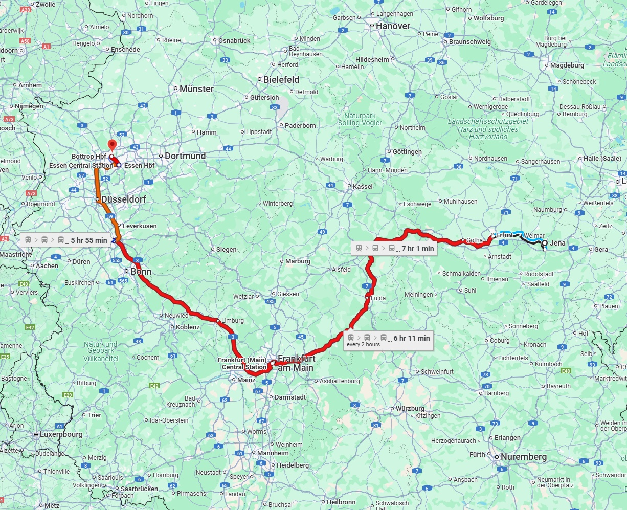 Anreise von Jena Zu Bottrop Über 