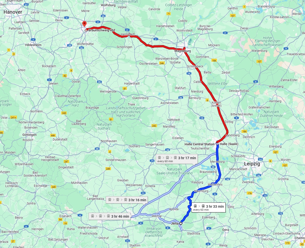 Anreise von Jena Zu Braunschweig Über 