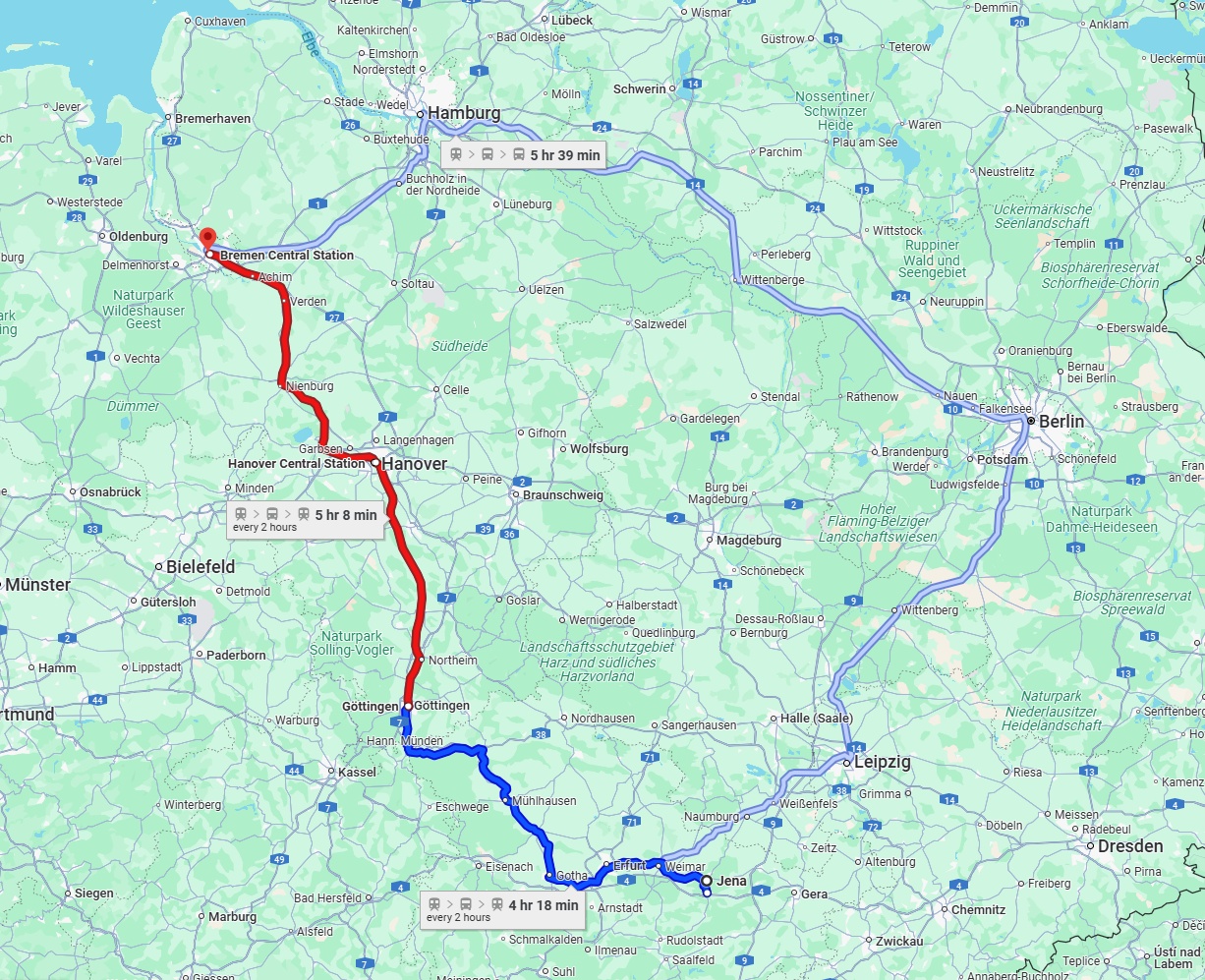 Anreise von Jena Zu Bremen Über 