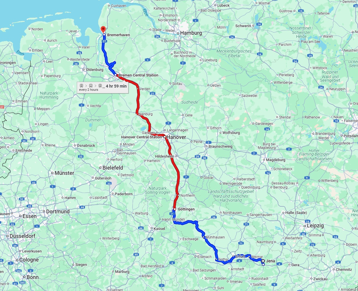 Anreise von Jena Zu Bremerhaven Über 