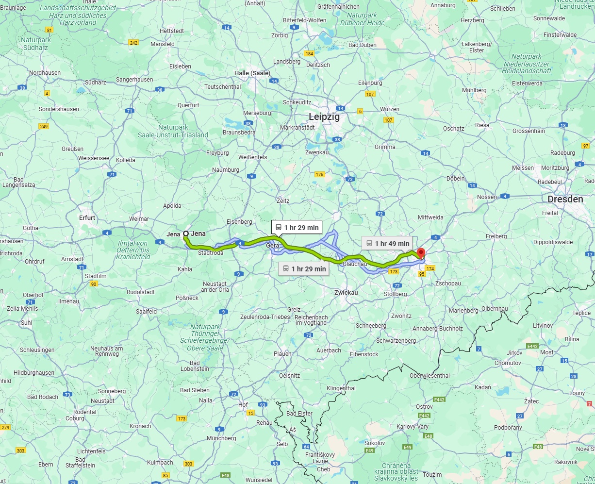 Anreise von Jena Zu Chemnitz Über 